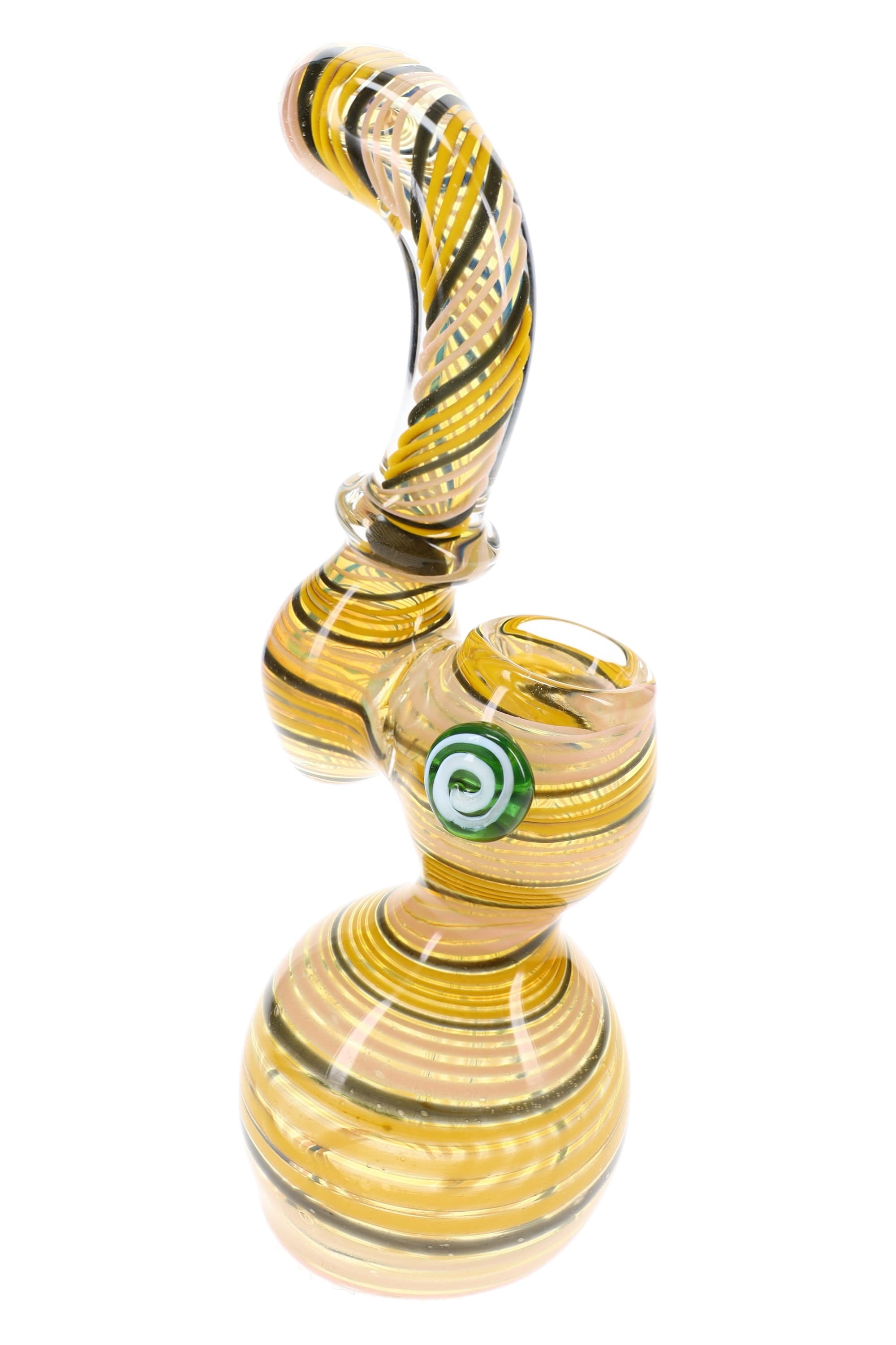 Primate Glass Color-Changing Striped Sherlock Bubbler “Wizard Stripe” – 7½″ – Assorted Colors