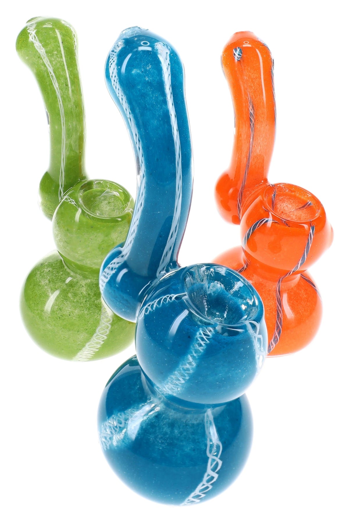 Primate Glass Frit Striped Sherlock Bubbler “Pocket Sleuth” – 5″ – Assorted Colors