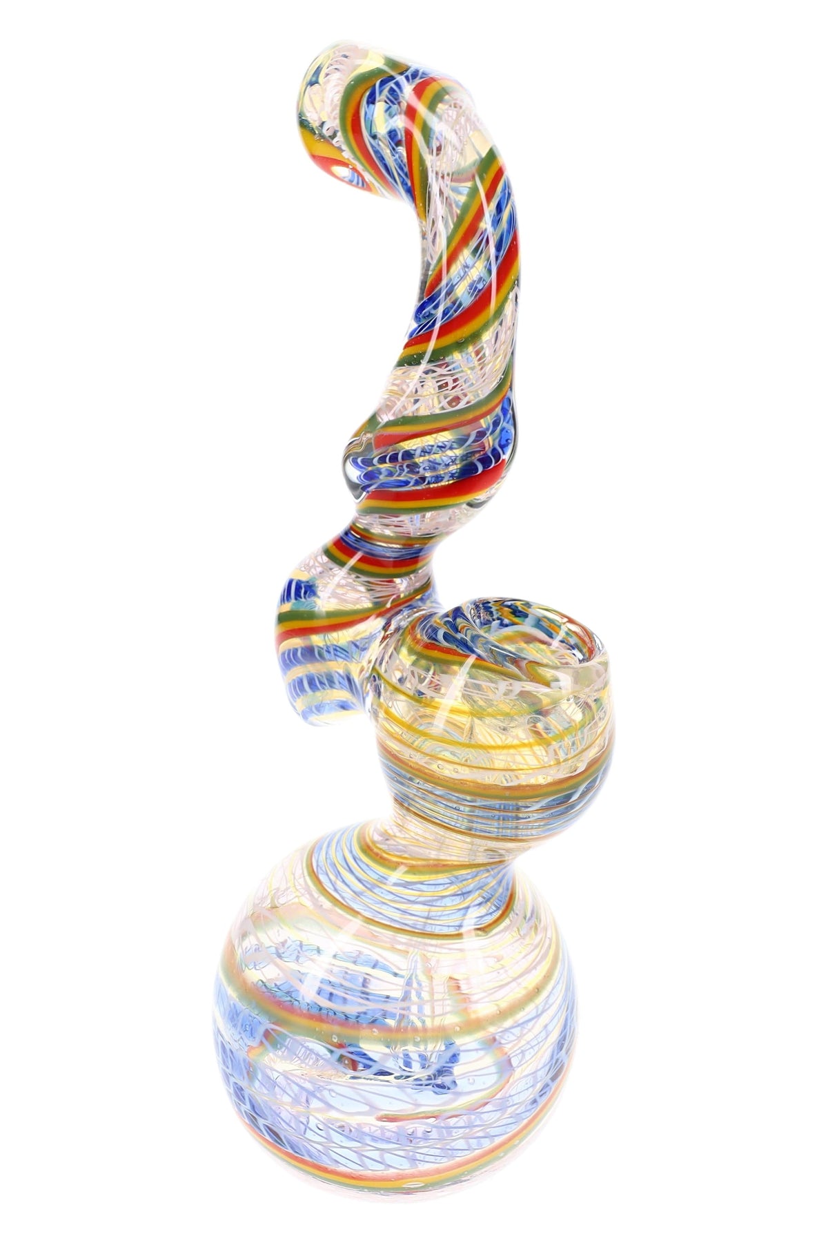 Primate Glass Color-Changing Rasta Sherlock Bubbler “Rasta Curl” – 8″ – Assorted Colors