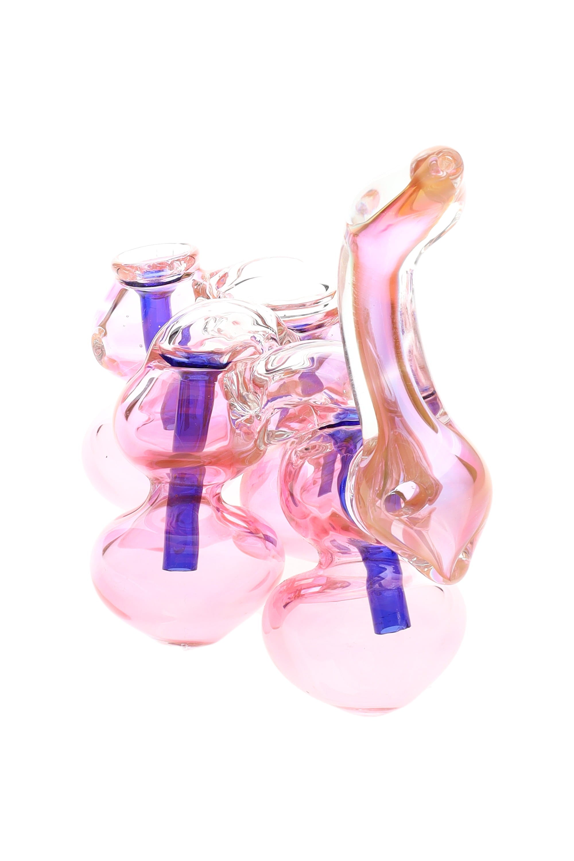 Primate Glass Gold Fumed Quadruple-Chamber Sherlock Bubbler “Quad Core” – 6″