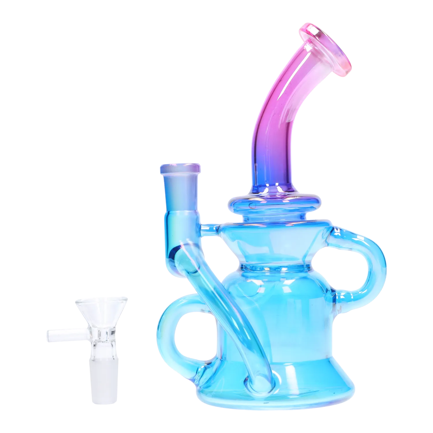 GC Bright Electroplated Recycler Bong - 8 in.