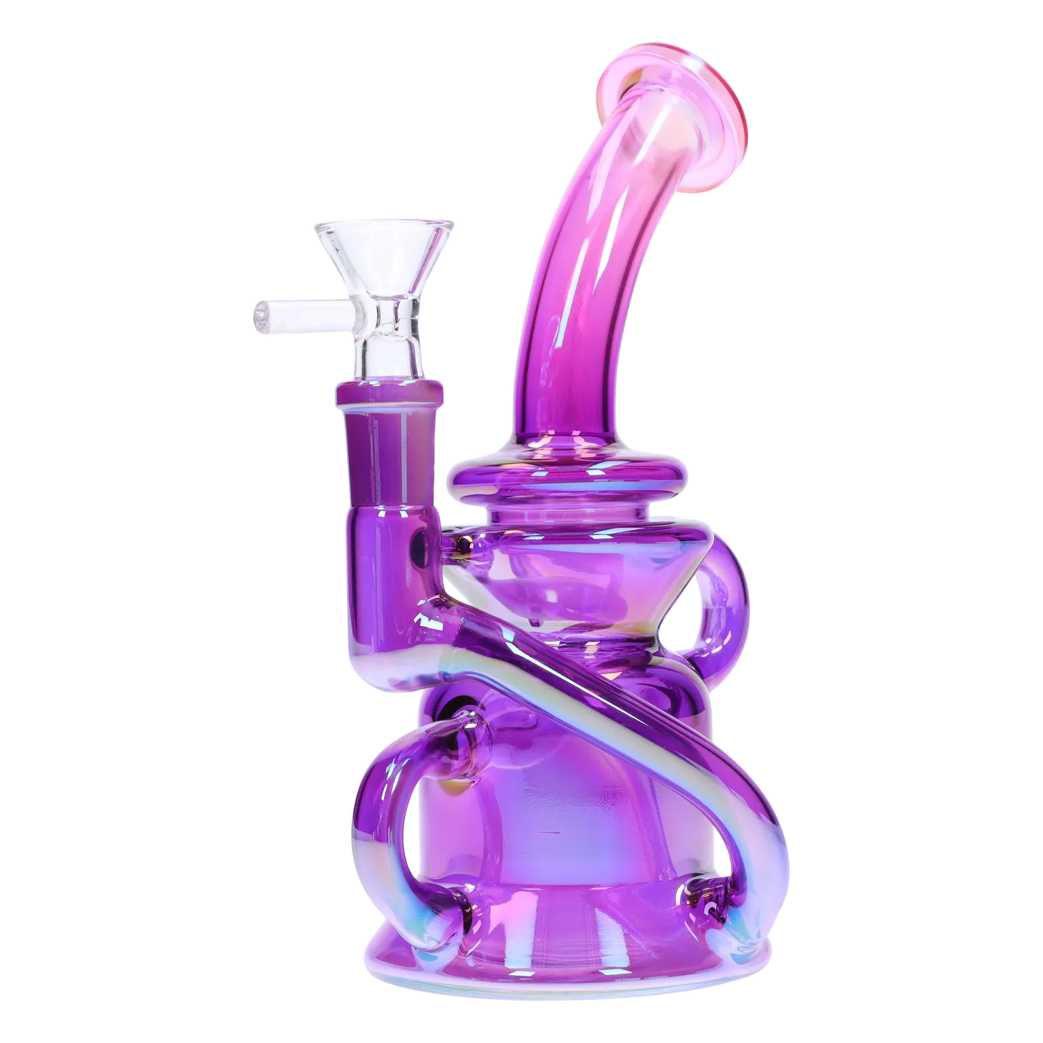 GC Bright Electroplated Recycler Bong - 8 in.