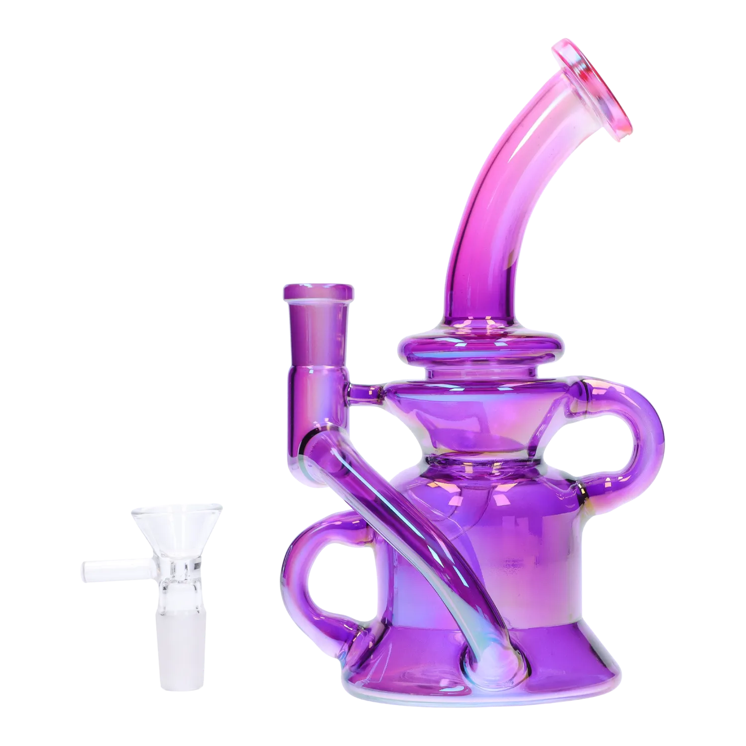 GC Bright Electroplated Recycler Bong - 8 in.
