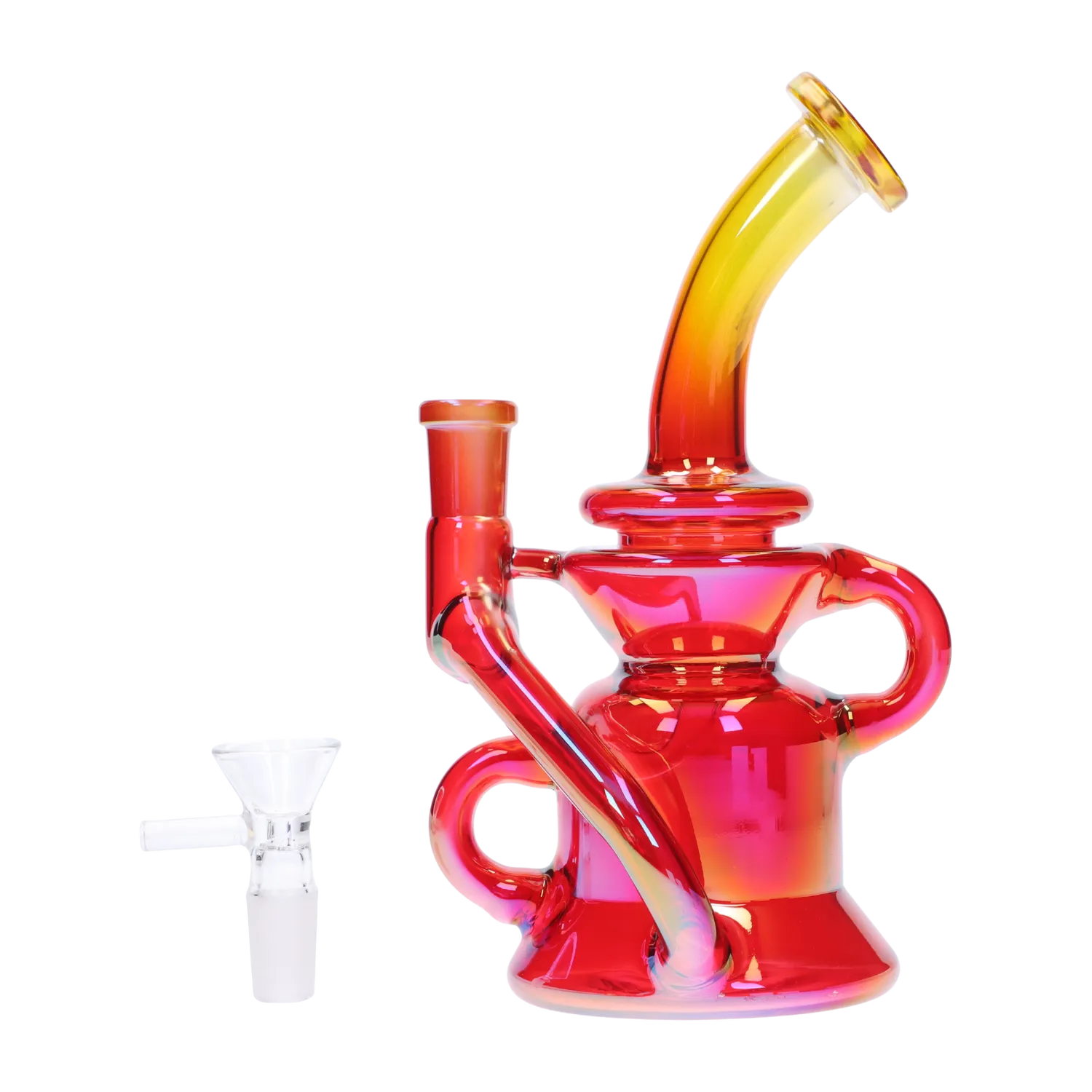 GC Bright Electroplated Recycler Bong - 8 in.