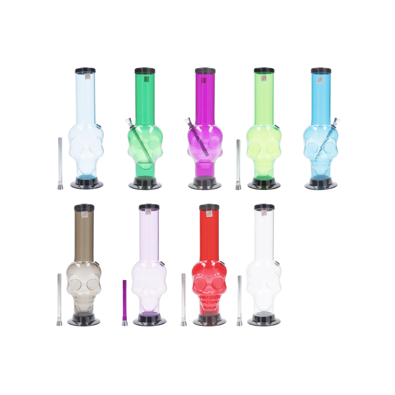 JM Plastics Large Skull Base with Carb Hole Acrylic Bong - 12 in.