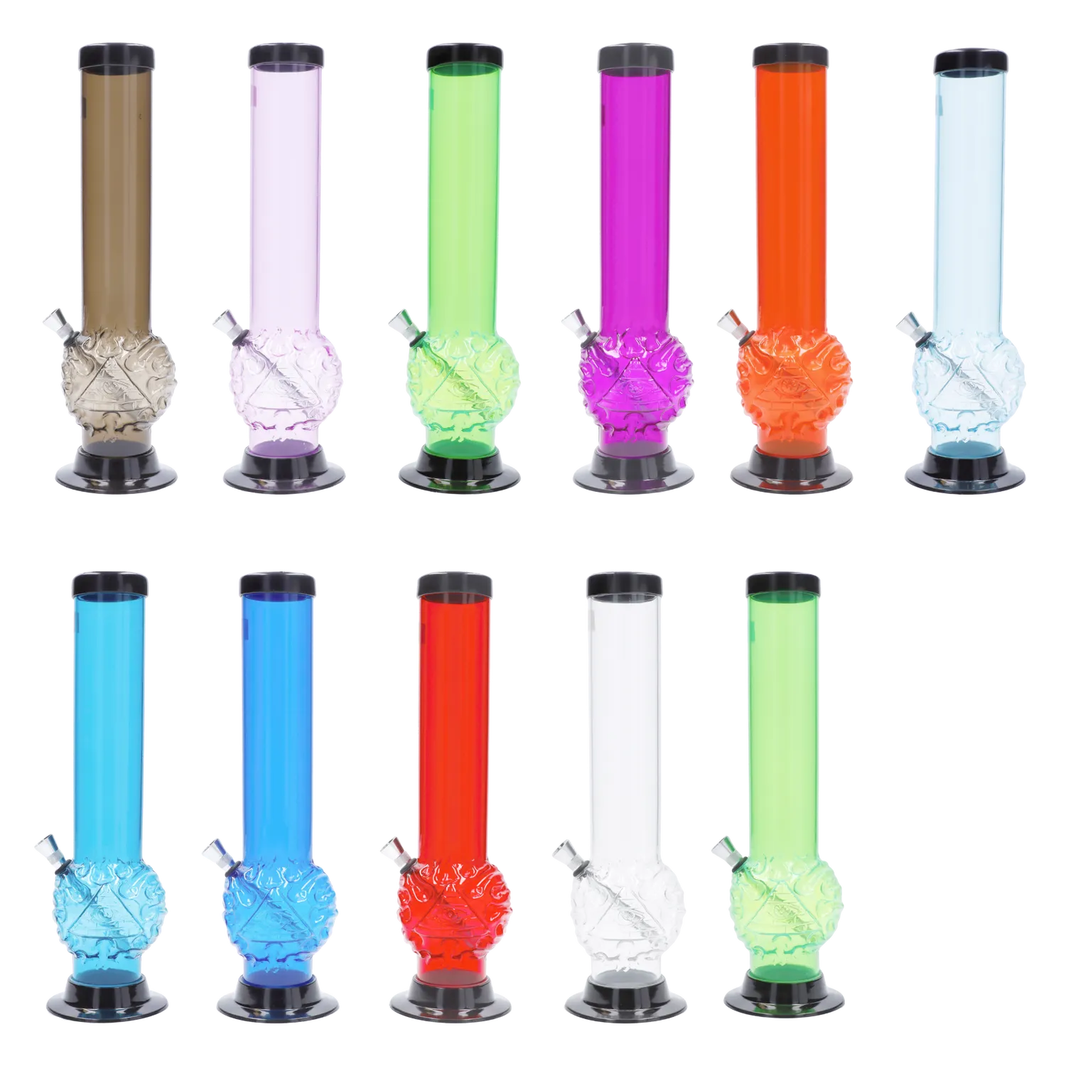 JM Plastics Evil Eye Pyramid Bubble Base Acrylic Bong - 12 in.