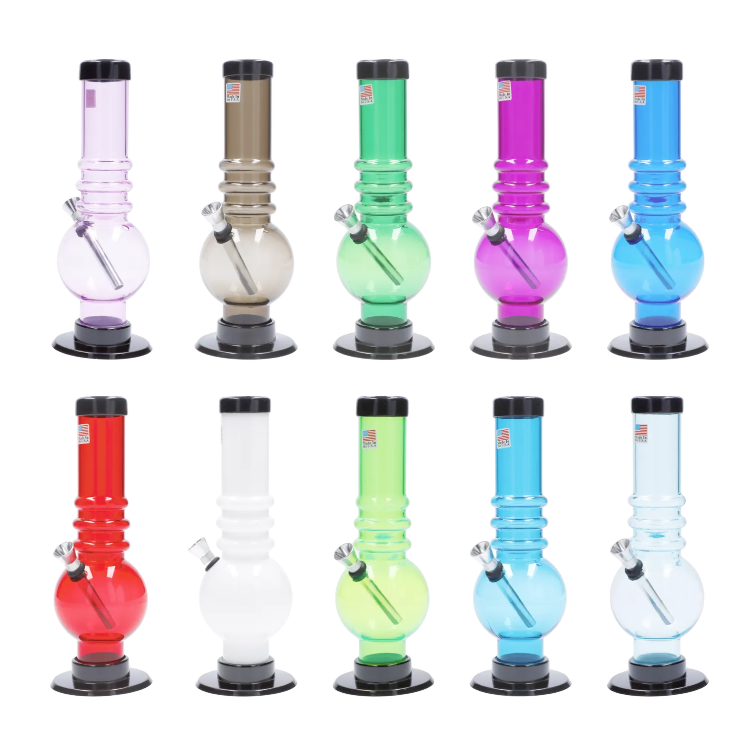 JM Plastics Bubble Base with Grip Acrylic Bong - 9 in.