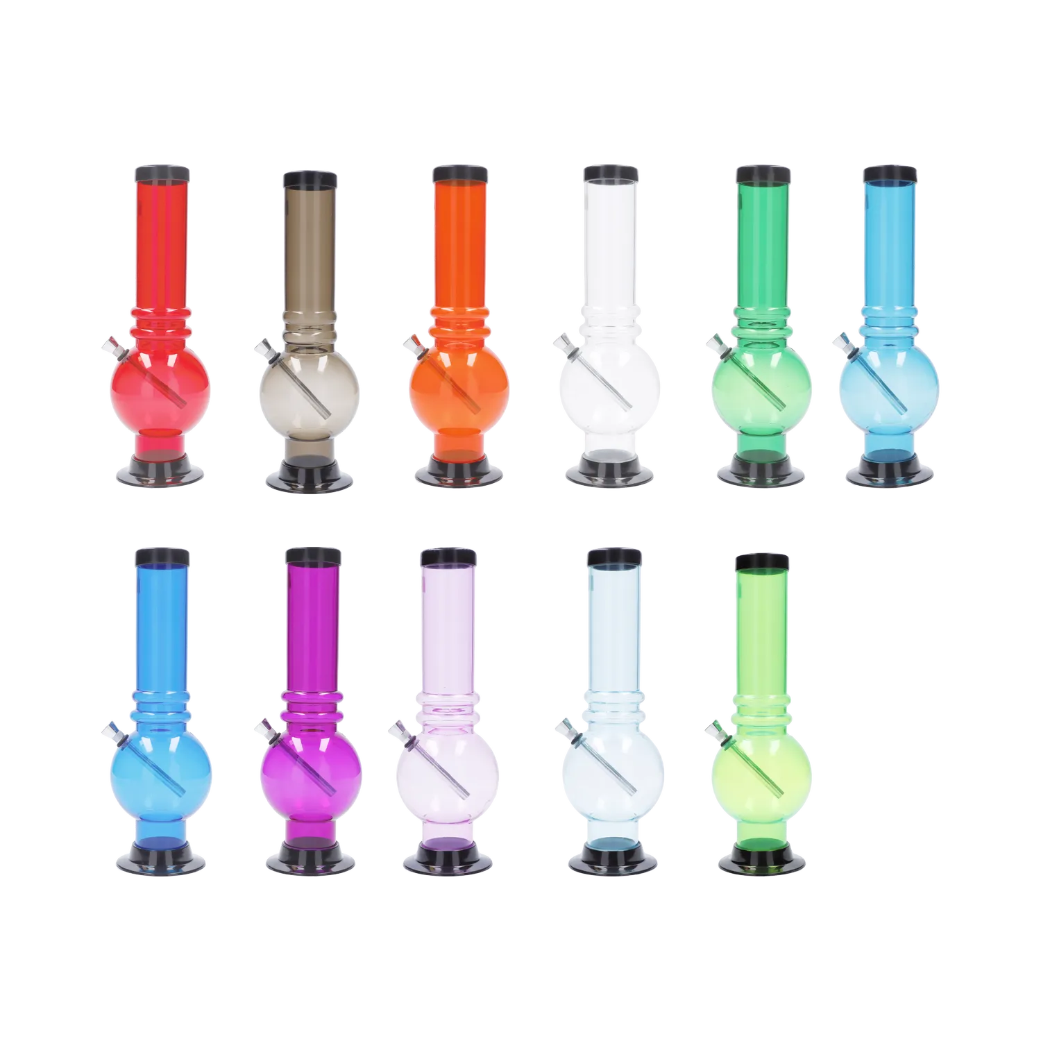 JM Plastics Large Bubble Base with Grip Acrylic Bong - 12 in.