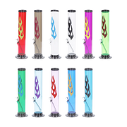 JM Plastics Flame Straight Tube with Carb Hole Acrylic Bong - 12 in.