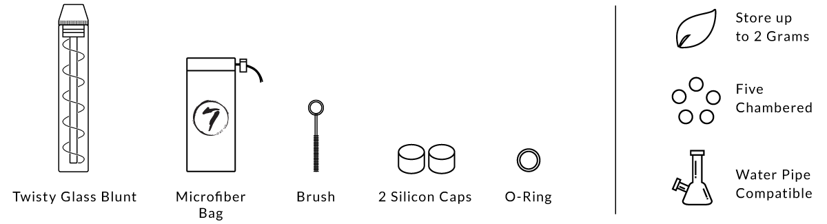 7Pipe Twisty Glass Blunt
