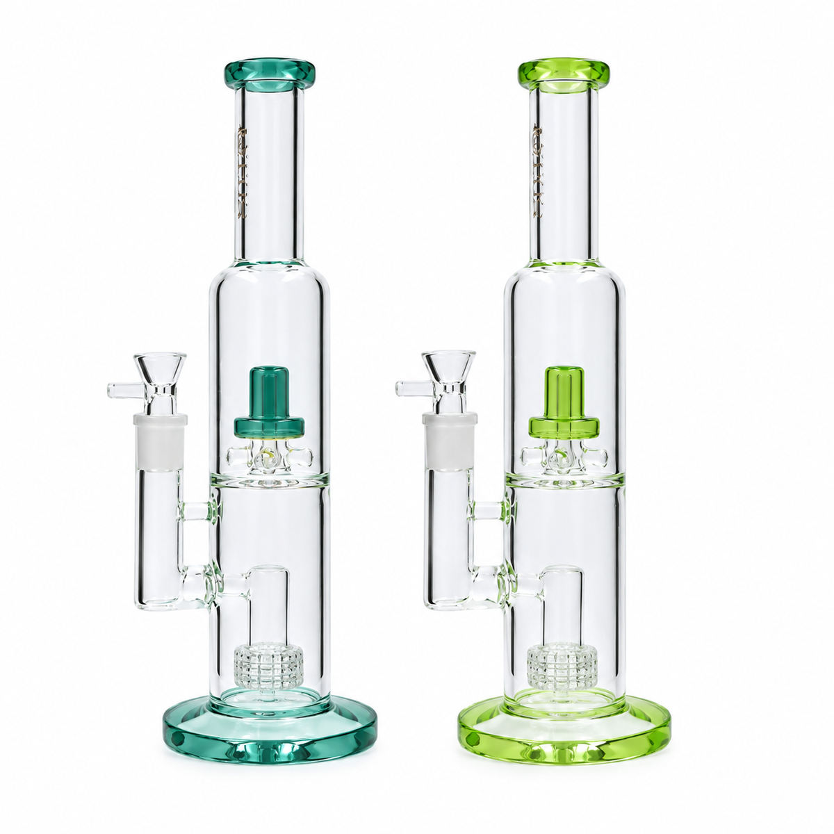 Lotus Dual Perc with Color Accents Bong - 15 in.