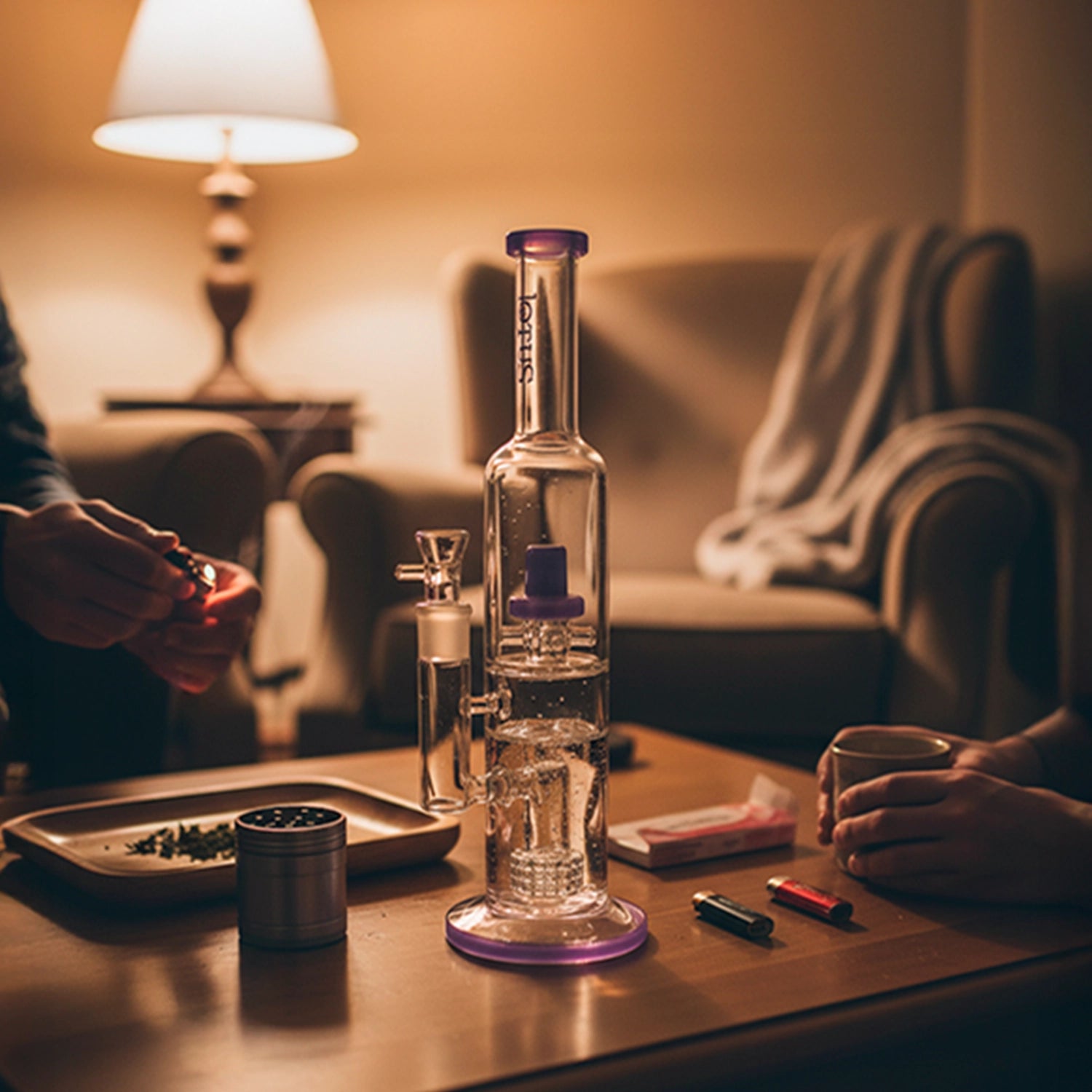 Dual Perc with Color Accents Bong - 15 in. Light Green