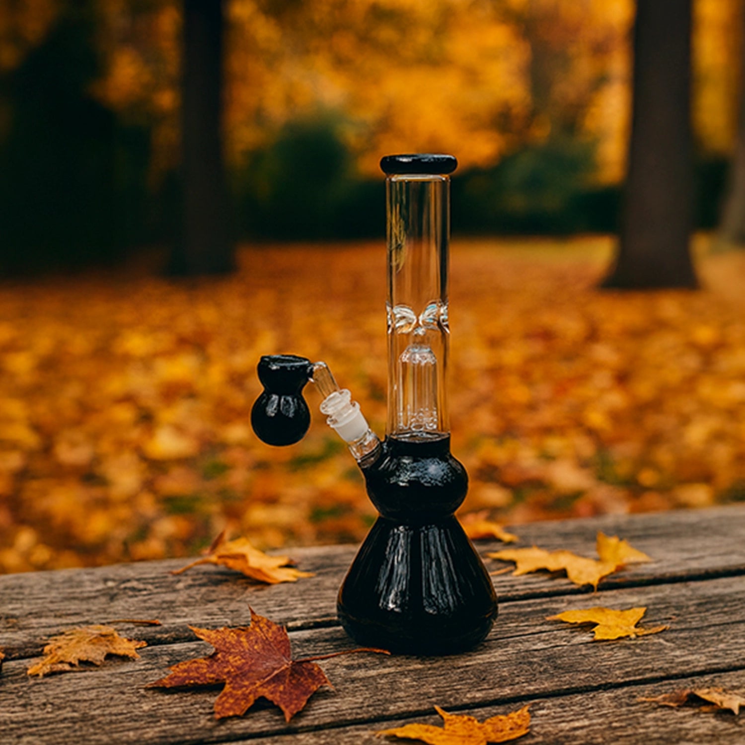 Black Leaf 4-arm Perc Bong with Ash Catcher | Black