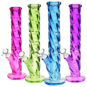 Slick Spiral Straight Tube Water Pipe -13.5"/14mm F/Colors Vary