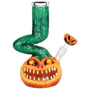 Bent Neck Scary Pumpkin Enamel On Glass Bong