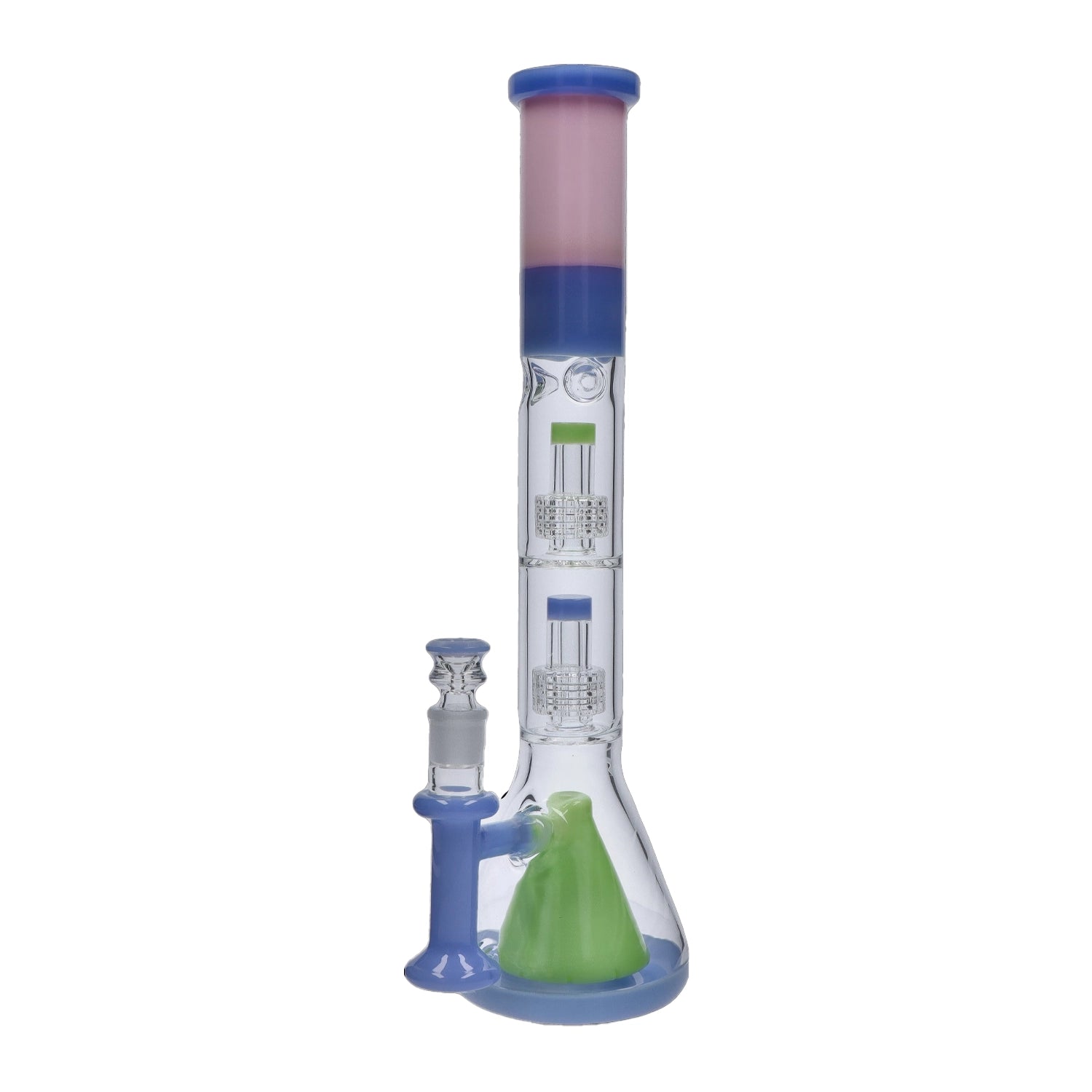 Retro Pastel Beaker with Dual Tree & Pyramid Perc Bong