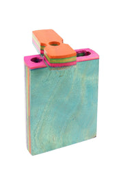 Primate Glass Multicolor Layered Wood Dugout “Mini Rainbow Rail” – 3″ – Assorted Colors
