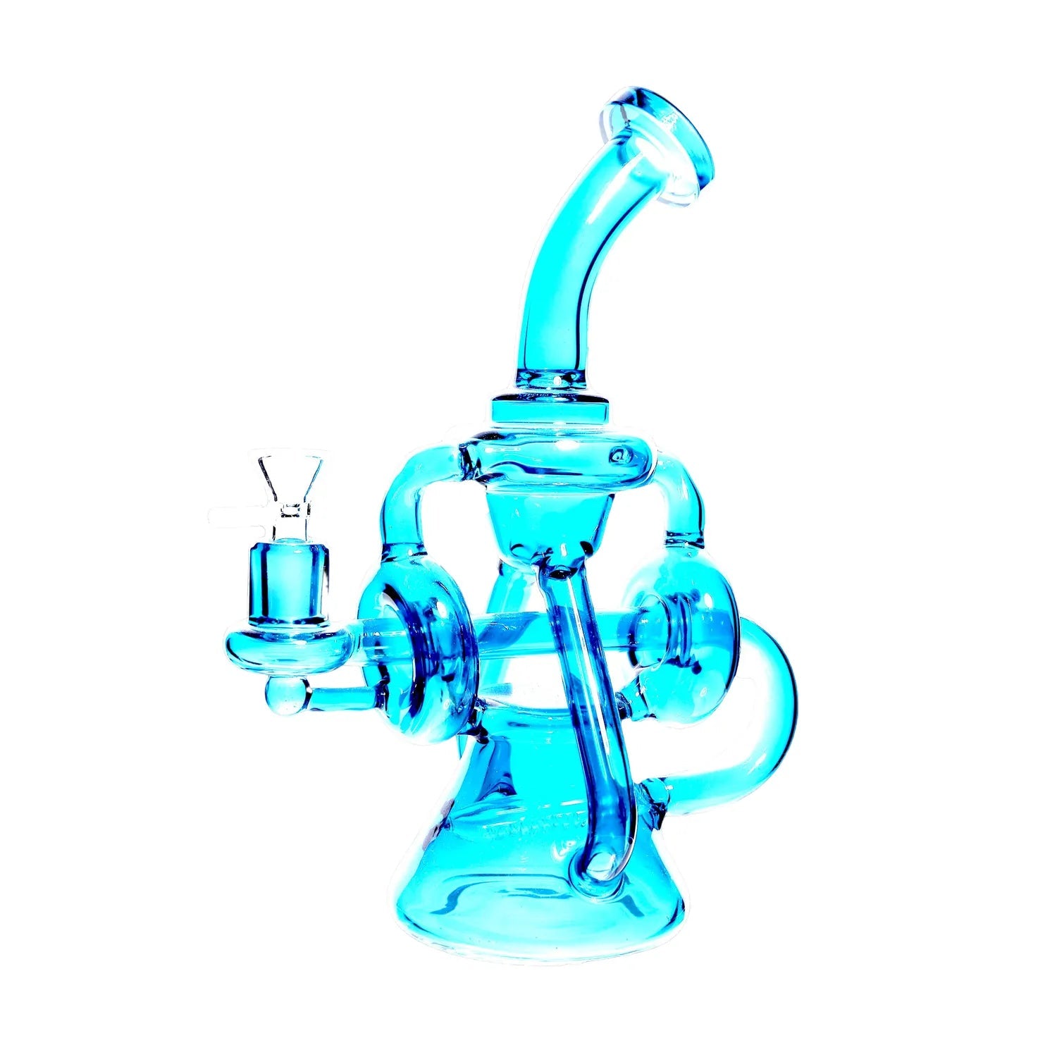 Neon Recycler with Inline Percolator and Bent Neck Bong