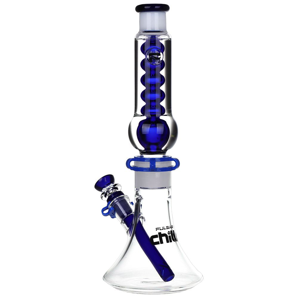 Pulsar Chillr Glycerin Beaker Glass Bong - 13" / 14mm F / Blue
