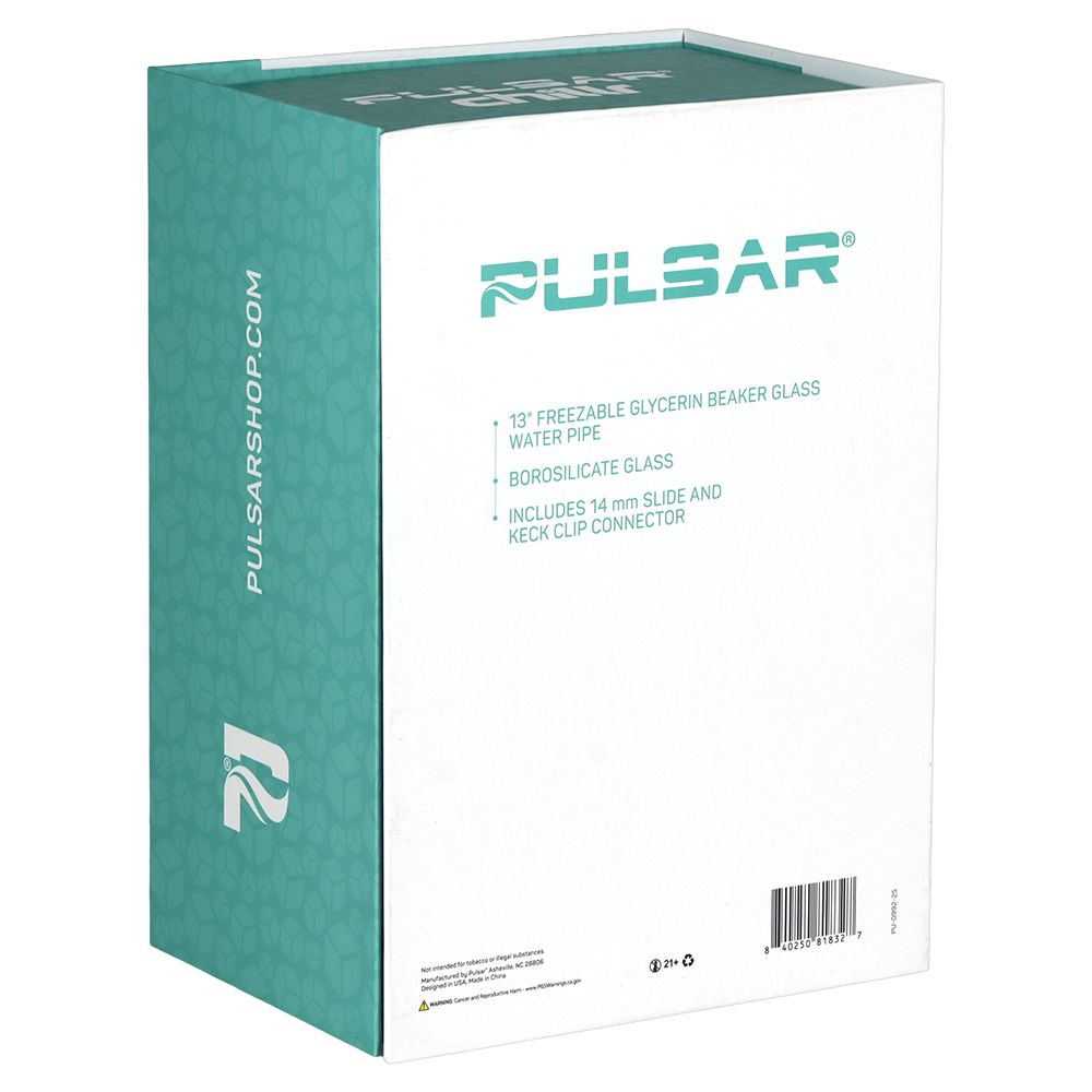 Pulsar Chillr Glycerin Beaker Glass Bong - 13" / 14mm F / Blue
