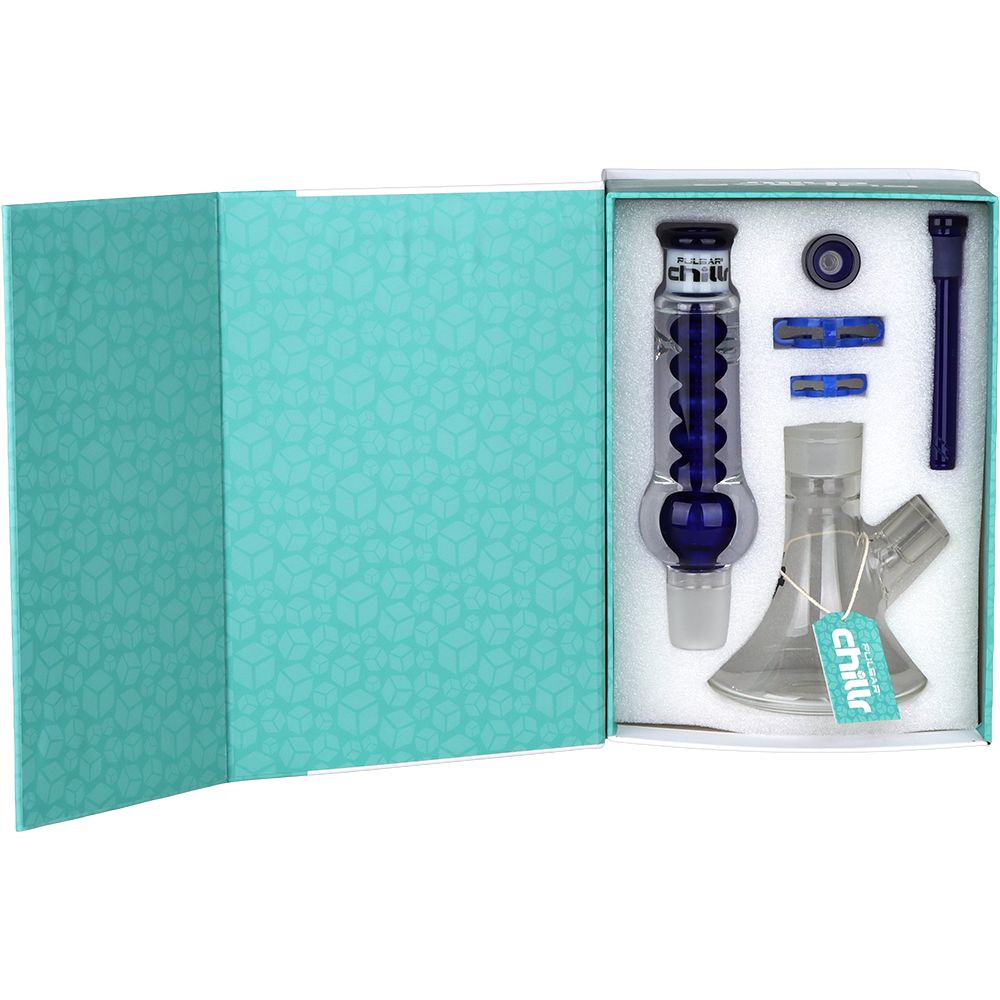Pulsar Chillr Glycerin Beaker Glass Bong - 13" / 14mm F / Blue