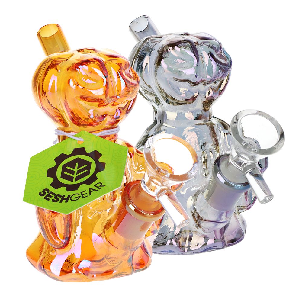 SeshGear 4CT BUNDLE - SeshGear Jack-O-Lantern Ghost Glass Bubbler - 4" / Assorted Colors