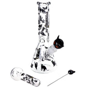 Pulsar Superstitious Kitty GLOW Glass Herb Pipe Duo - 9.75" / 14mm F