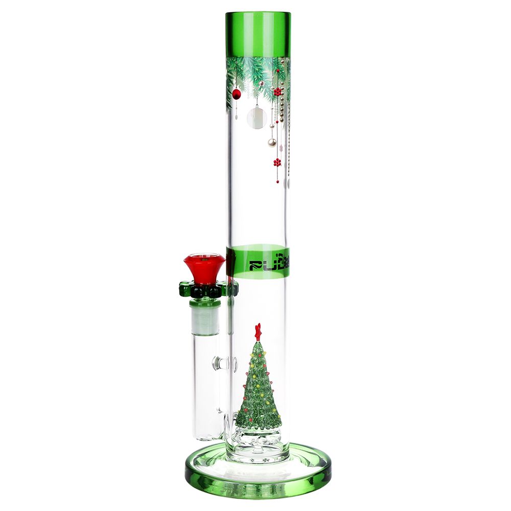 Pulsar Christmas Tree Perc Glass Straight Tube Bong - 13" / 14mm F