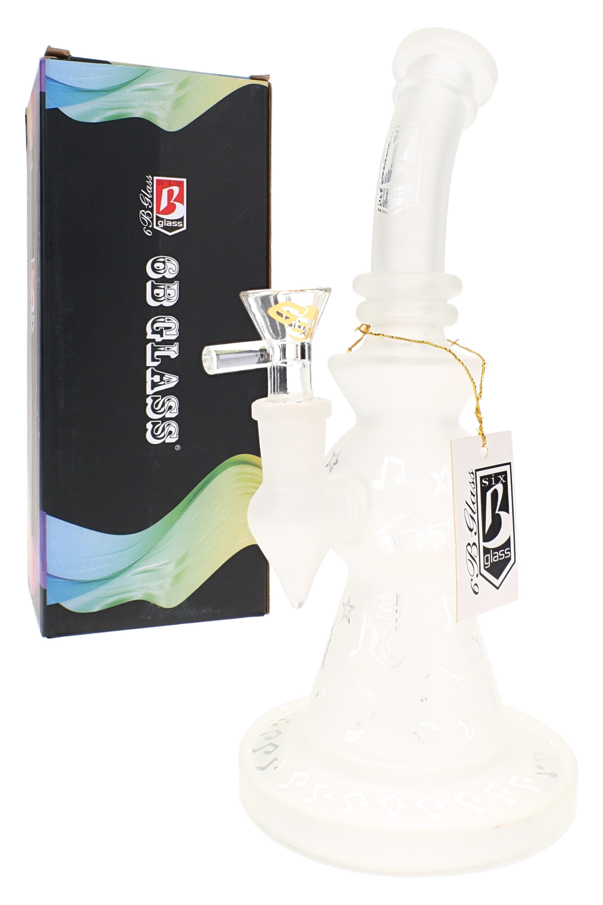 6B Glass Frosted Stemless Water Pipe – 9½″ – Assorted Designs