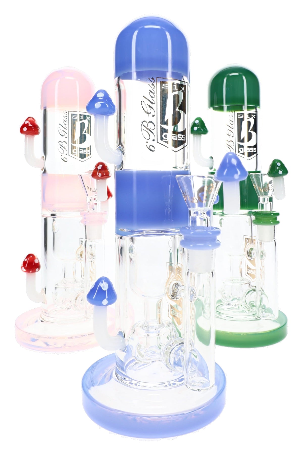 6B Glass Mushroom Showerhead Perc Bong – 10″ – Assorted Colors