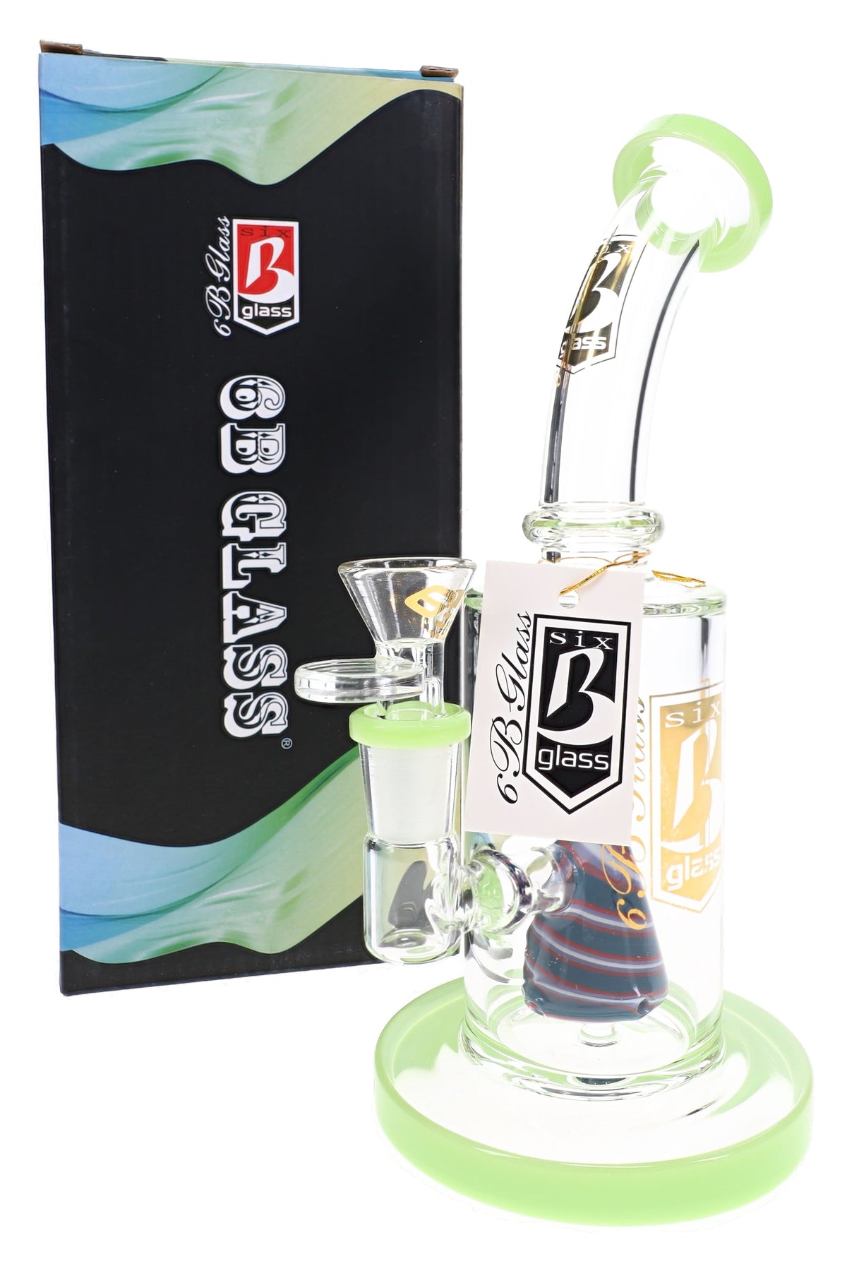 6B Glass Neon Reverse Cone Perc Bong – 8½″ – Assorted Colors