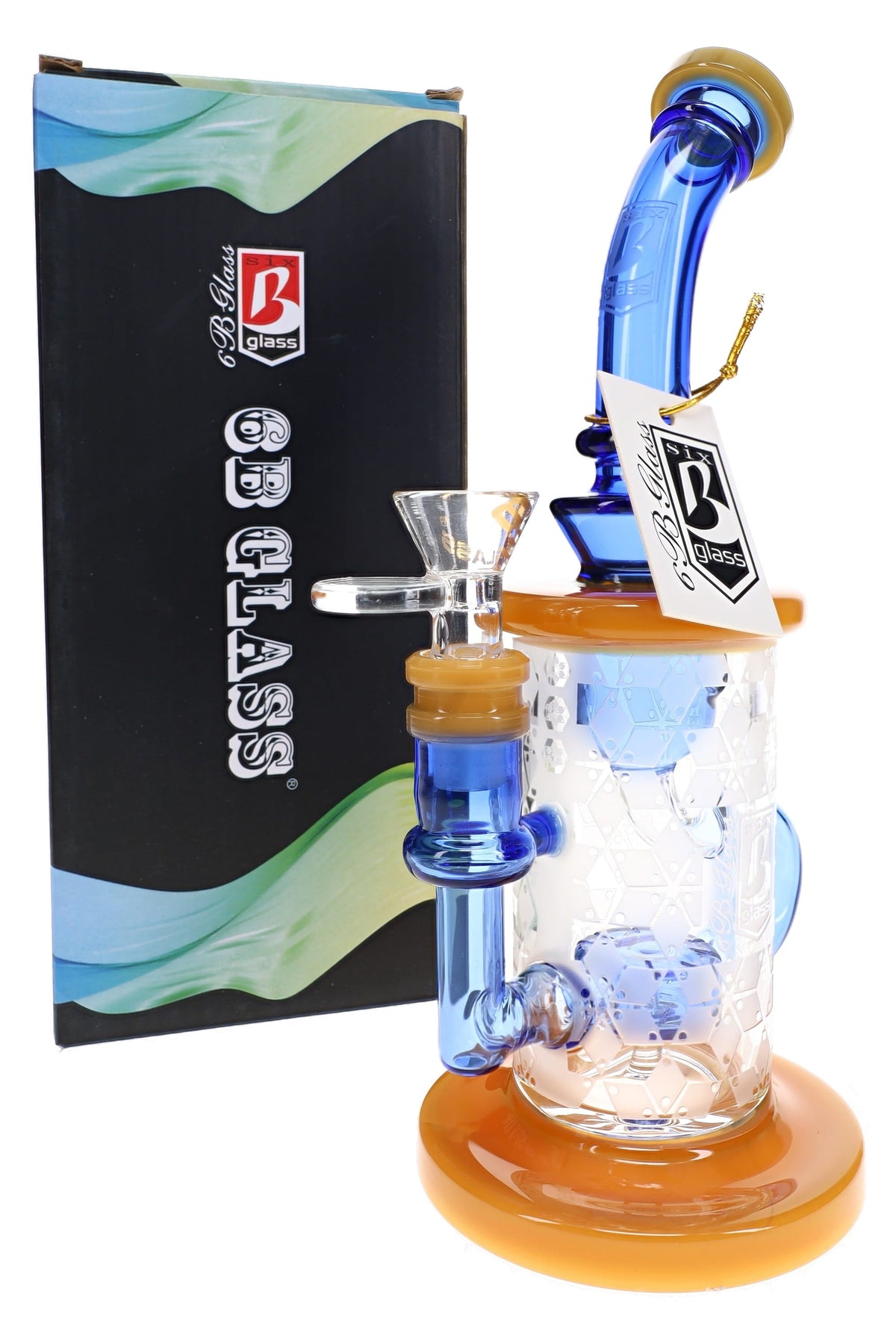 6B Glass Frosted Snowflake Recycler Bong – 9″ – Assorted Colors