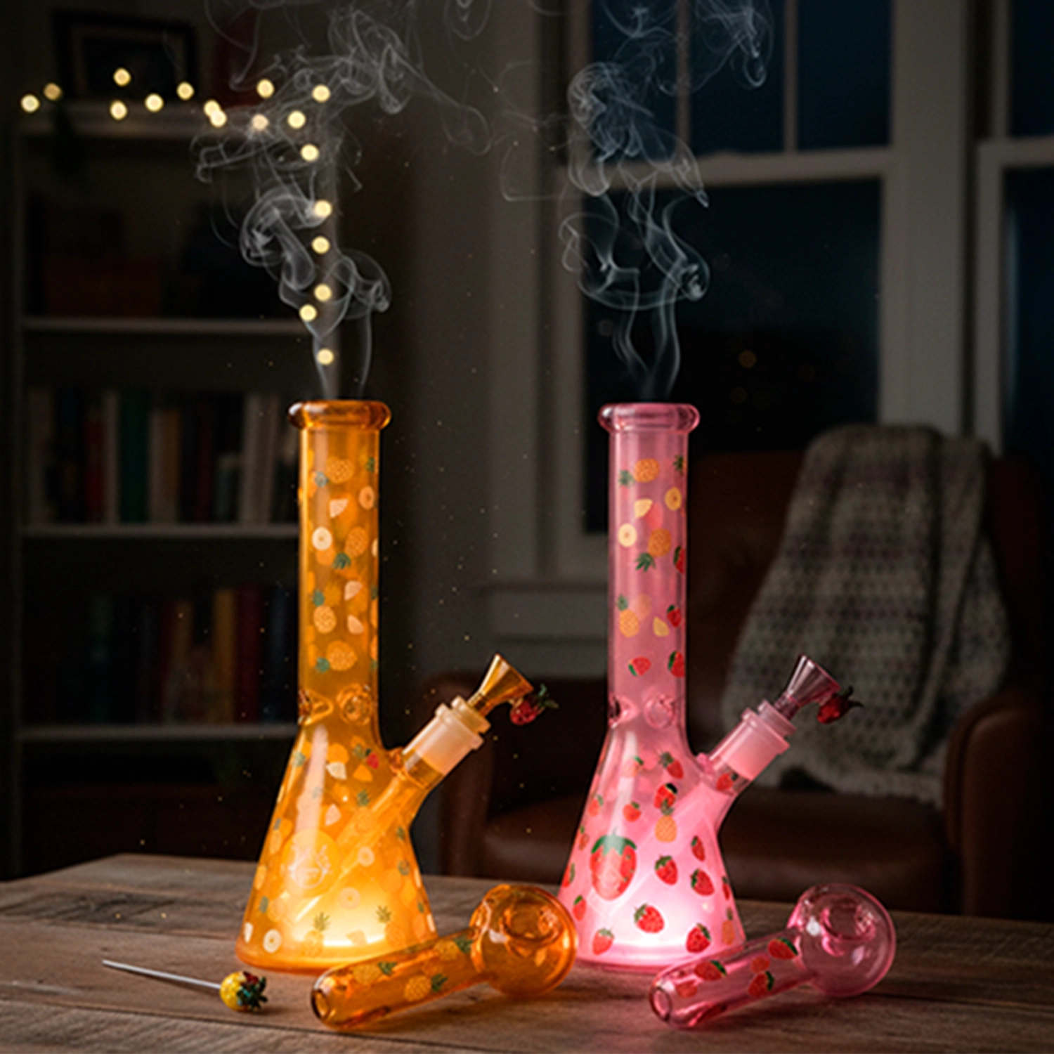 Pulsar Fruit Series Pineapple Express Glow In The Dark Dab Rig Kit - 8" / 14mm F