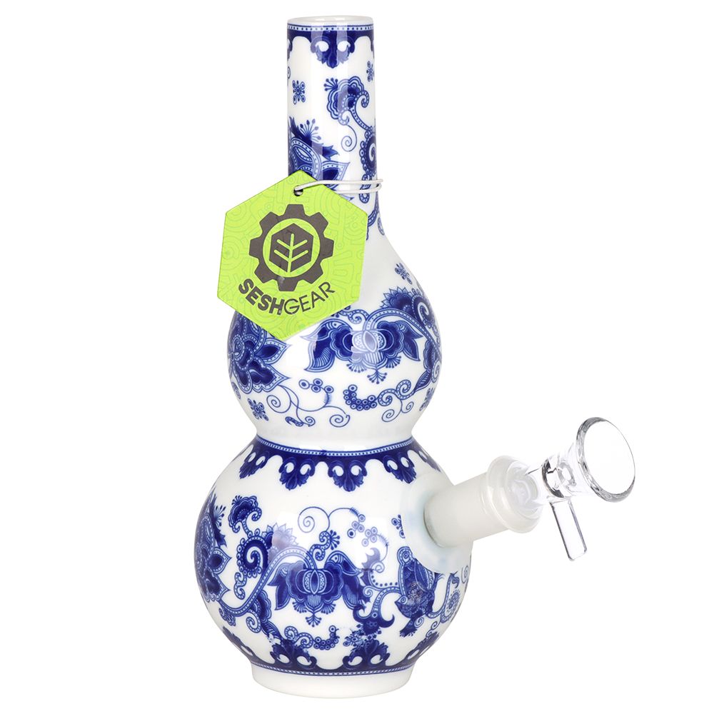 SeshGear Chinese Vase Ceramic Bong - 7.75" / 14mm F / Double Bubble Base