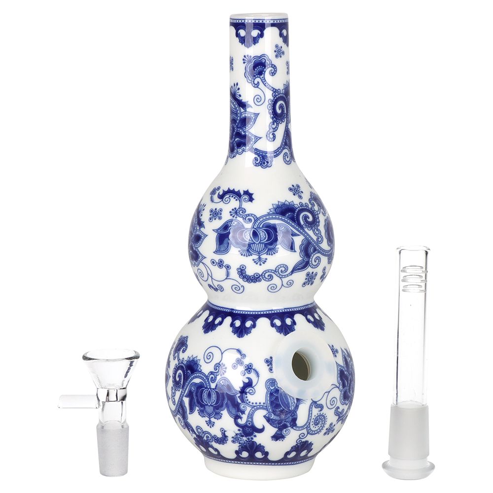 SeshGear Chinese Vase Ceramic Bong - 7.75" / 14mm F / Double Bubble Base