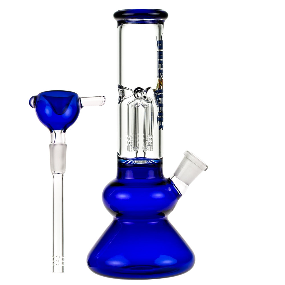 Dopezilla Glass Tokyo Dope Beaker Ice Bong with Tree Perc | Blue - Downstem with Attached Herb Bowl Included 