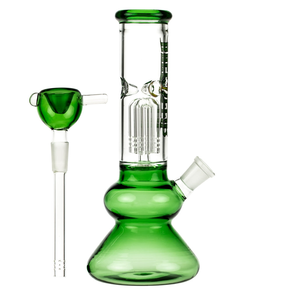 Dopezilla Tokyo Dope Glass Beaker Ice Bong with Tree Perc | Green | disassembled 