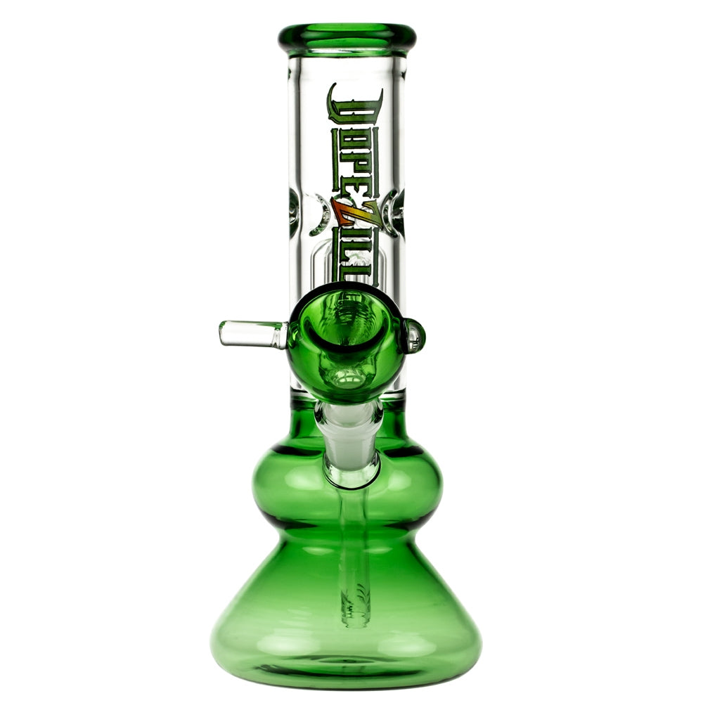 Dopezilla Glass Tokyo Dope Beaker Ice Bong with Tree Perc | Green - Front View 