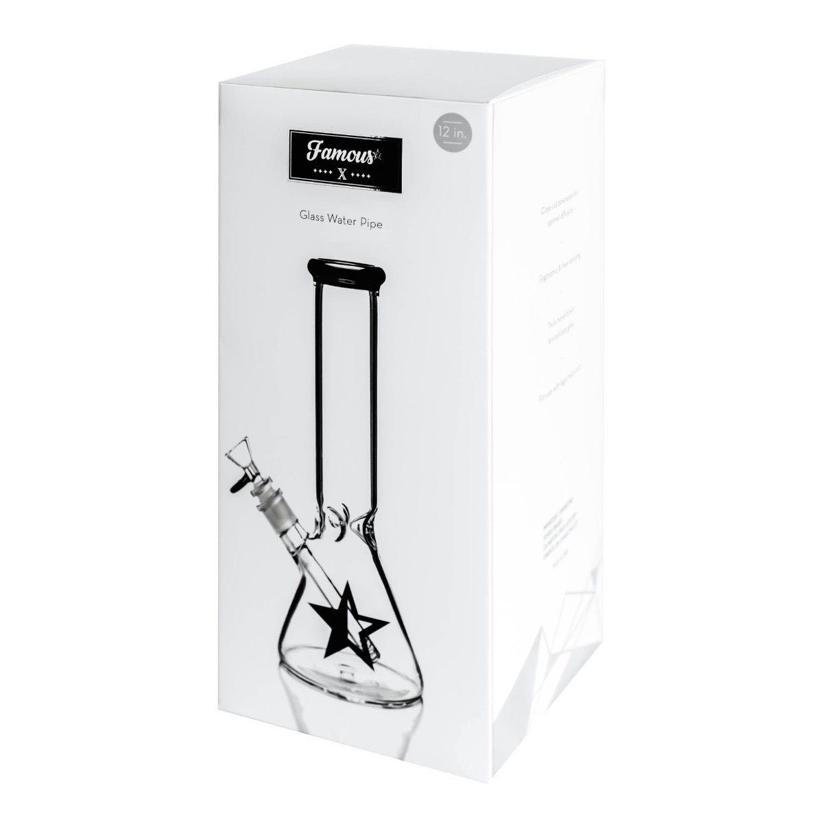Famous X Beaker Base Ice Bong | 12 Inch | box | side view 1