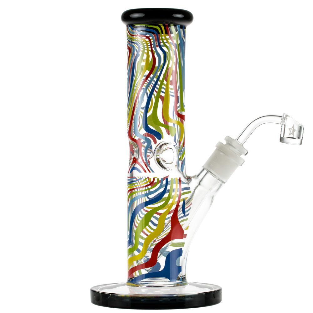 Famous Brandz Straight Glass Dab Rig with Ice Notches | Amnesia - Side View 4