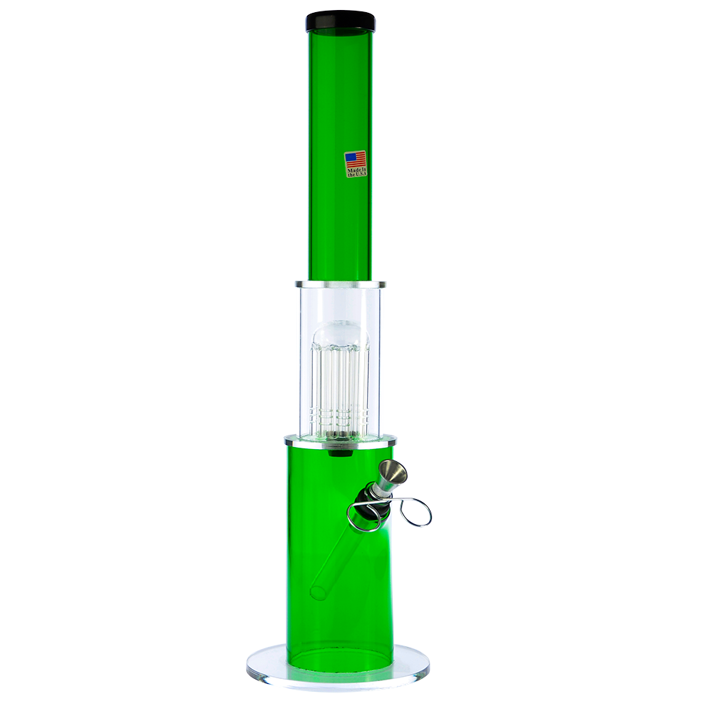Acrylic Bong with Glass Tree Perc and Metal Bowl | green