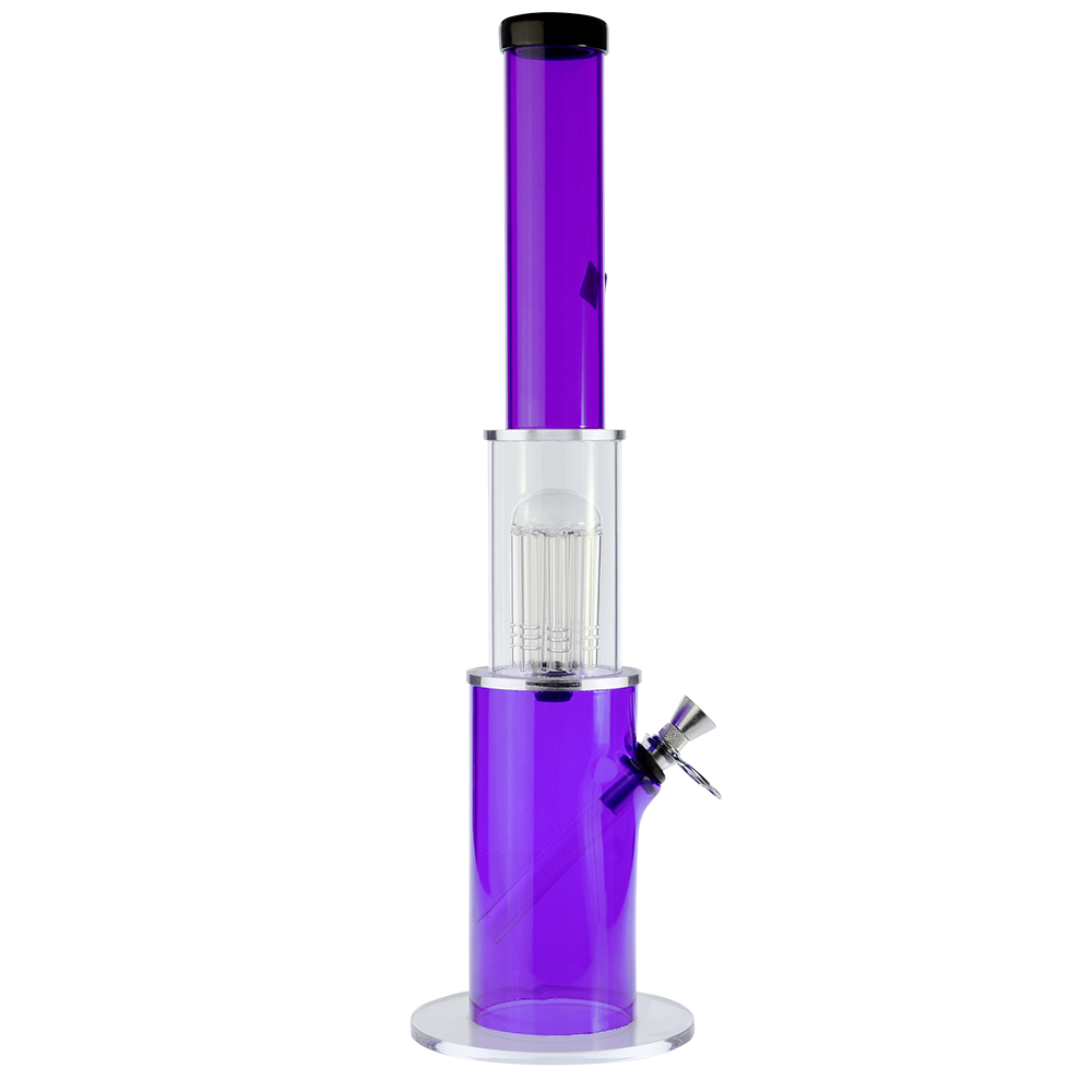 Acrylic Bong with Glass Tree Perc and Metal Bowl | Purple | side view 4