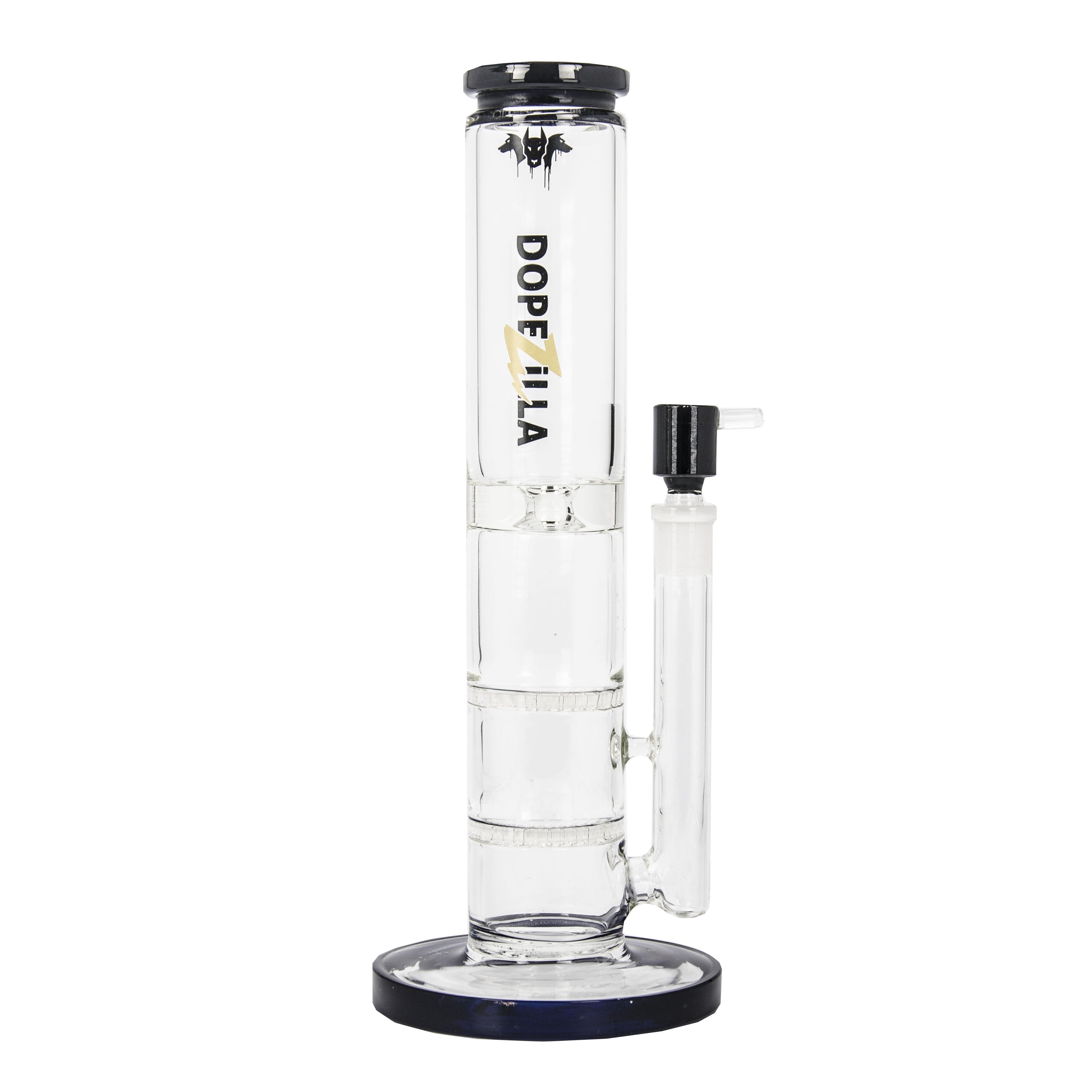 Dopezilla Cerberus Straight Double HoneyComb Ice Bong | 12 Inch