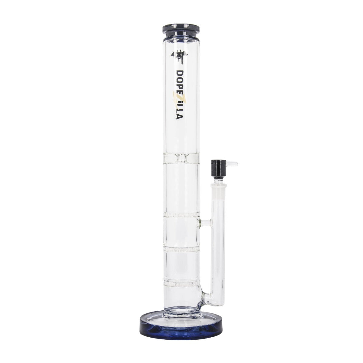 Dopezilla Cerberus Straight Triple HoneyComb Ice Bong | 16 Inch | Black