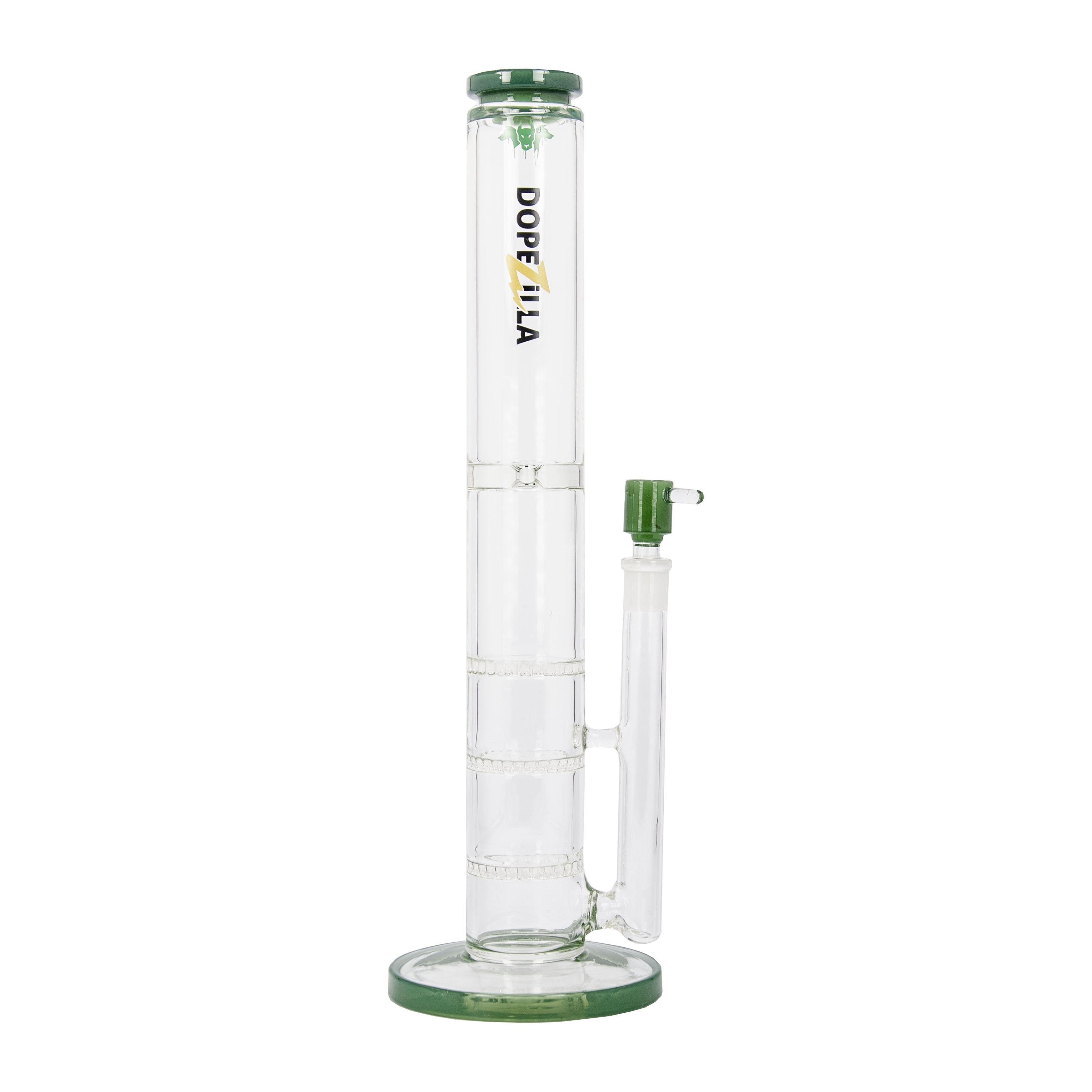 Dopezilla Cerberus Straight Triple HoneyComb Ice Bong | 16 Inch