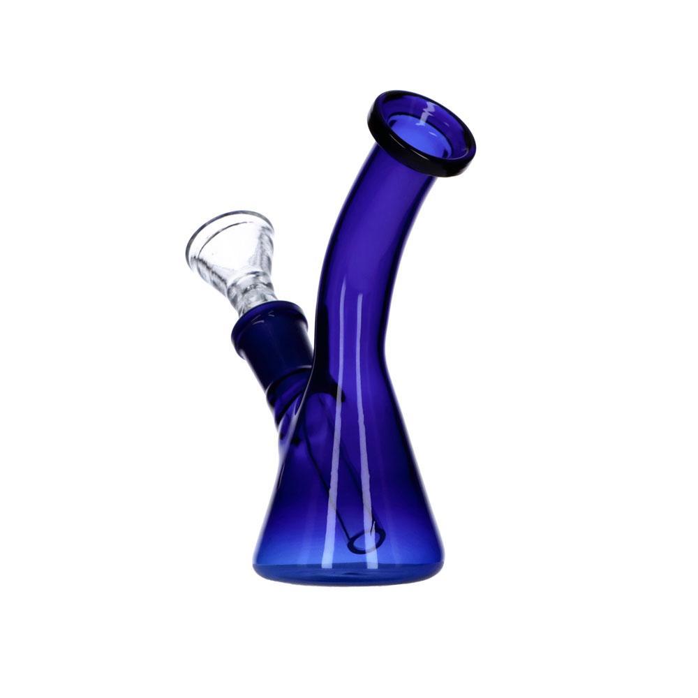 Everyday Essentials Bent Neck Mini Beaker Bong | 5 Inch | Navy | side view 4