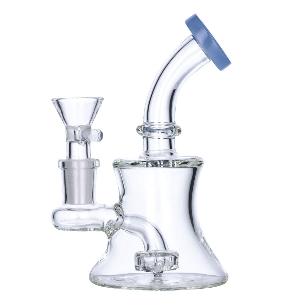 Mini Hourglass Base Bong | 5.5 Inch | Milky Blue | side view 2