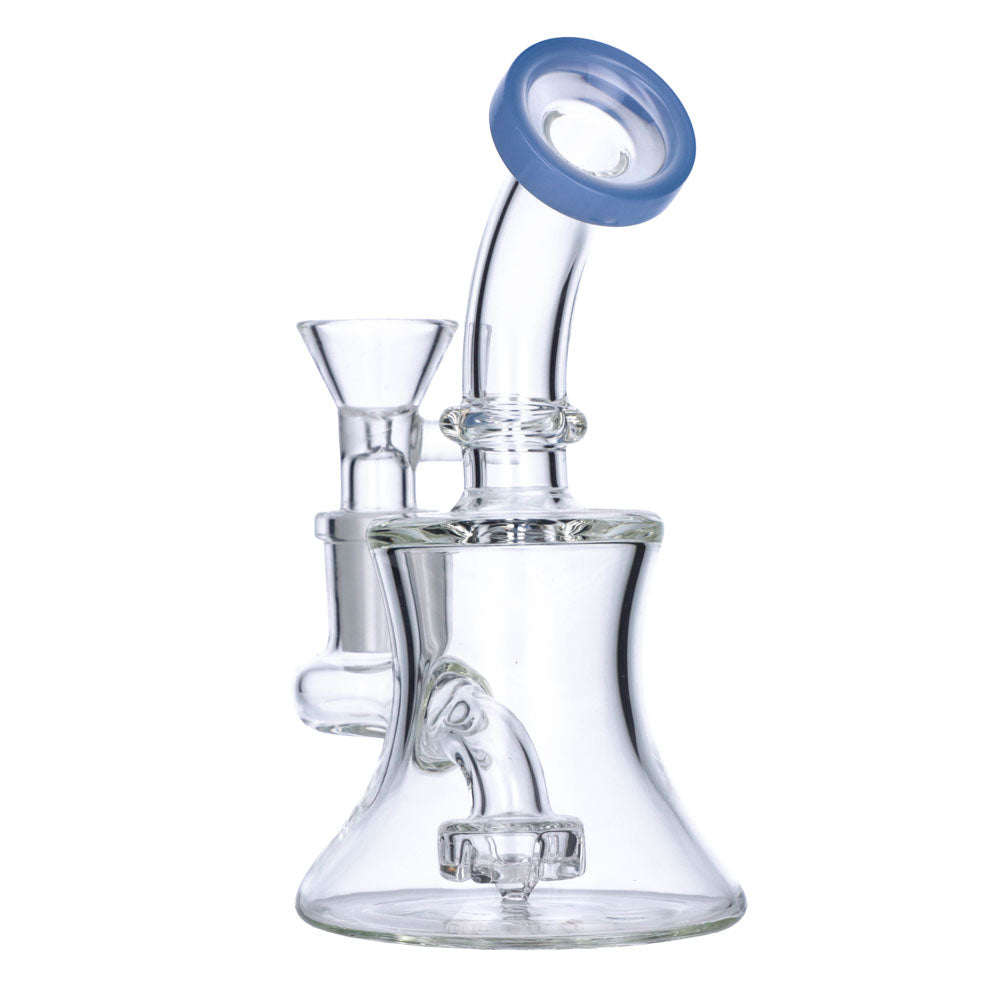 Mini Hourglass Base Bong | 5.5 Inch | Milky Blue | side view 3