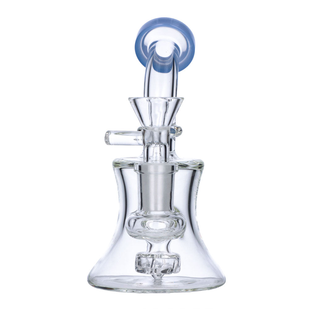 Mini Hourglass Base Bong | 5.5 Inch | Milky Blue | front view