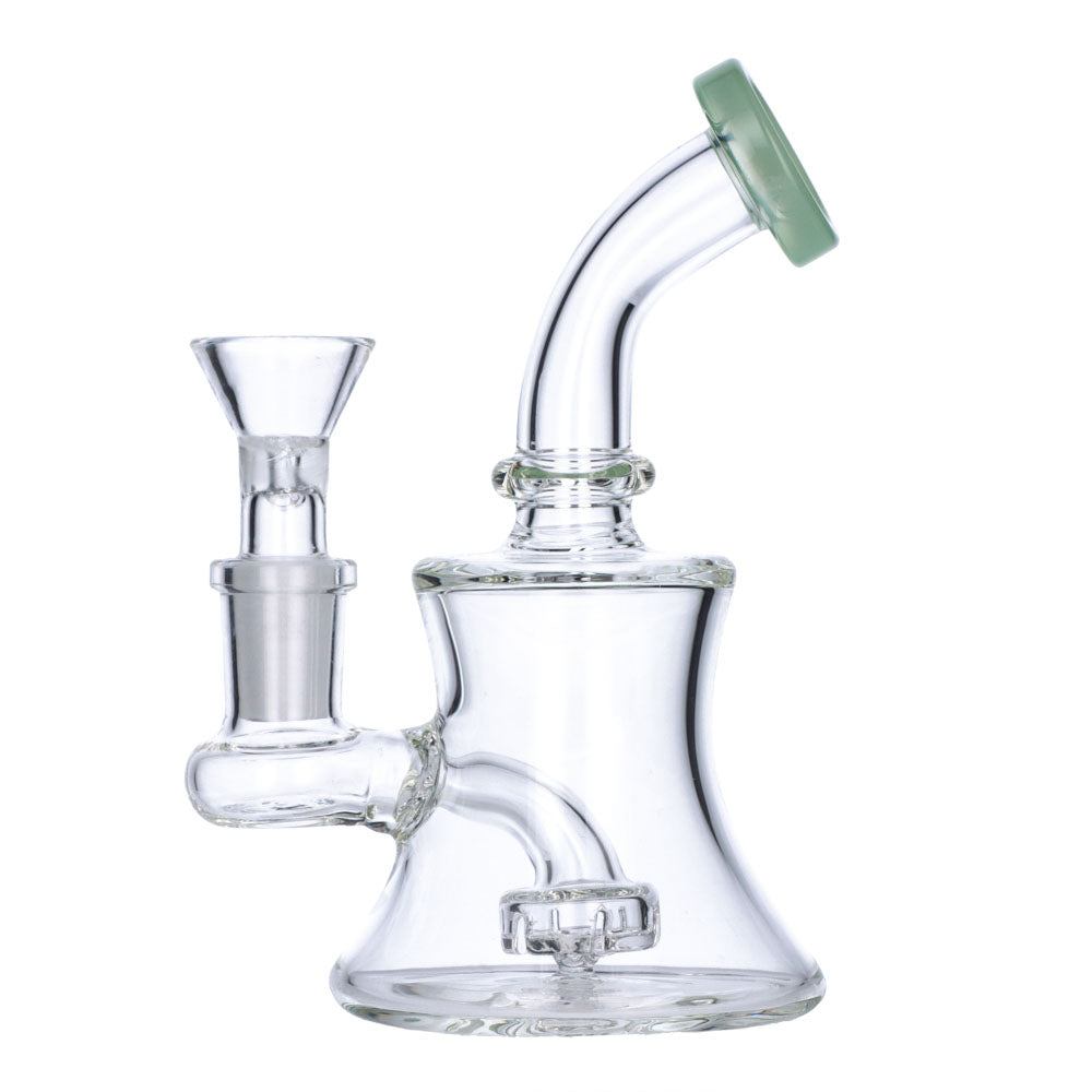 Mini Hourglass Base Bong | 5.5 Inch | Milky Teal | side view 2